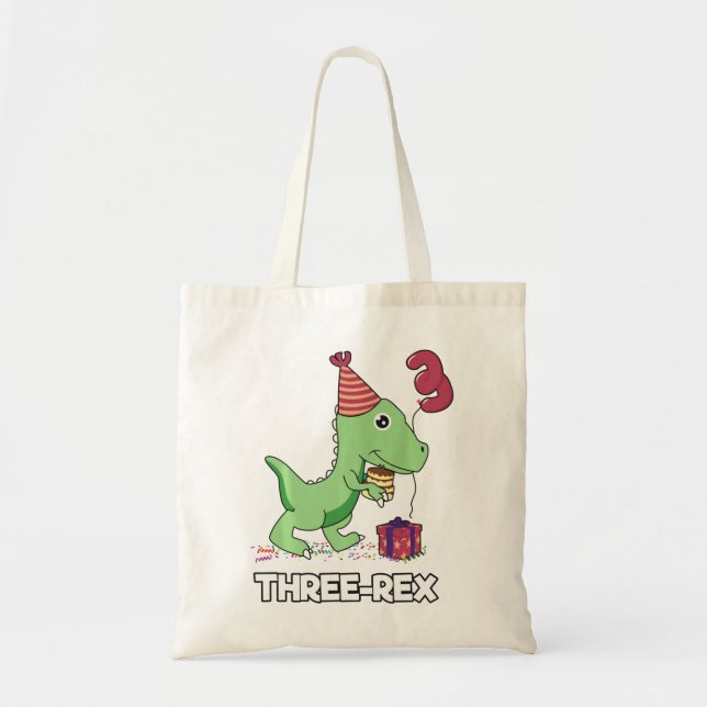 Tote Bag Enfant de 3 ans Anniversaire Dinosaur Enfants de 3 (Devant)