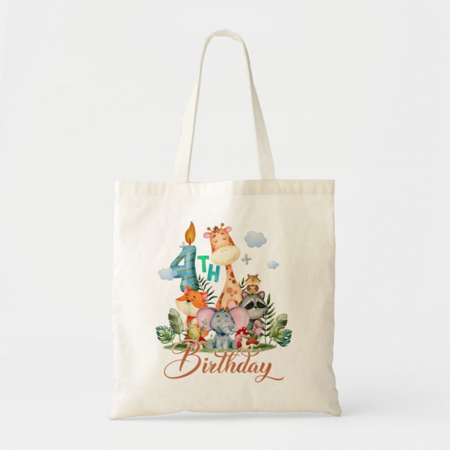 Tote Bag Enfants 4e anniversaire Garçons Filles 4 ans Safar (Devant)