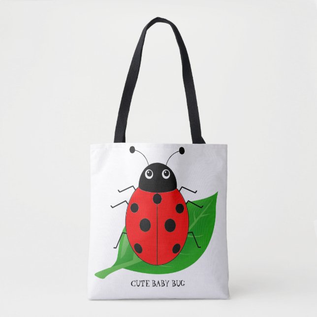 Tote Bag Enfants Cute aquarelle ladybug sur la feuille vert (Devant)