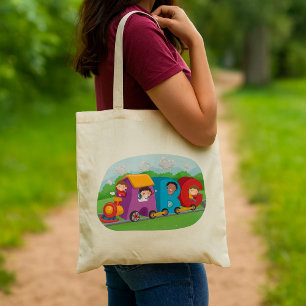 Tote Bag Enfants En Train Alphabet