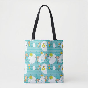 Tote Bag Enfants mignons jouant sur le motif de plage