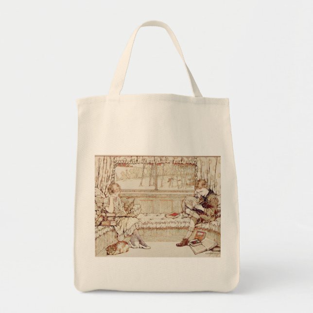 Tote Bag Enfants vintages lecture (Devant)