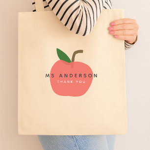 Tote Bag Enseignant Apple   Merci de nom moderne
