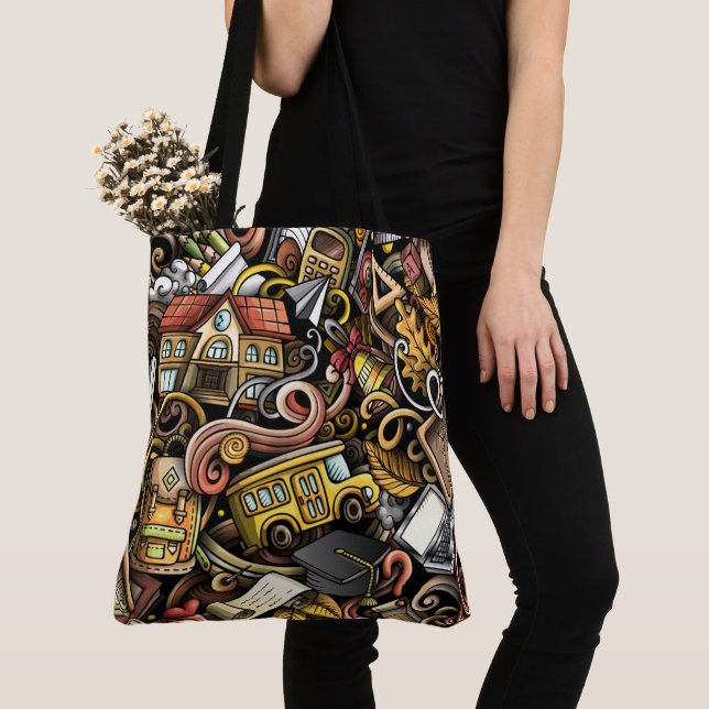 Tote Bag Enseignant - École grande Fourre-tout - Voir retou (De près)