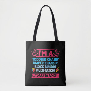 Tote Bag Enseignant en garderie, couche d'enfant, éducateu