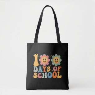 Tote Bag Enseignant Enfants Rétro Groovy 100 Jours D'école