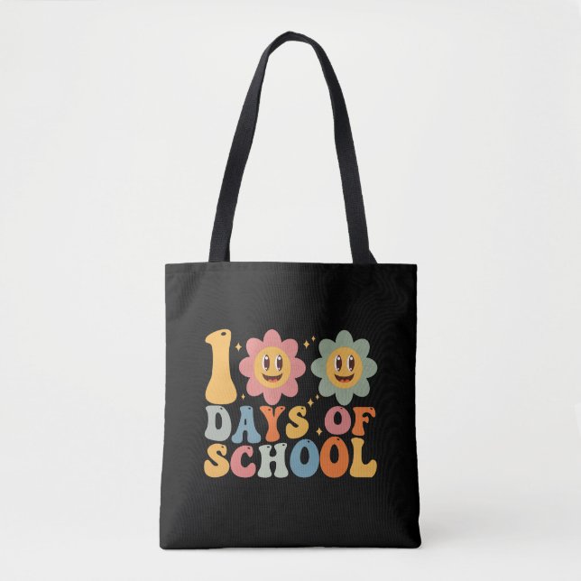 Tote Bag Enseignant Enfants Retro Super 100 Jours 0f École (Devant)