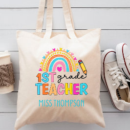 Tote Bag Enseignant moderne de 1ère année en arc-en-ciel pe