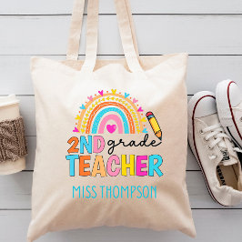 Tote Bag Enseignant moderne de 2e année en arc-en-ciel pers
