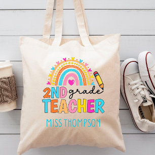 Tote Bag Enseignant moderne de 2e année en arc-en-ciel pers