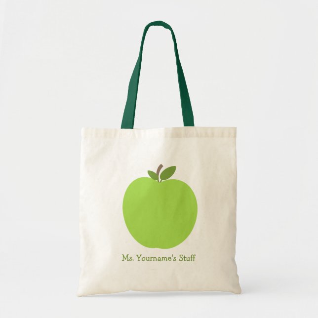Tote Bag Enseignant personnalisé à la pomme verte (Devant)