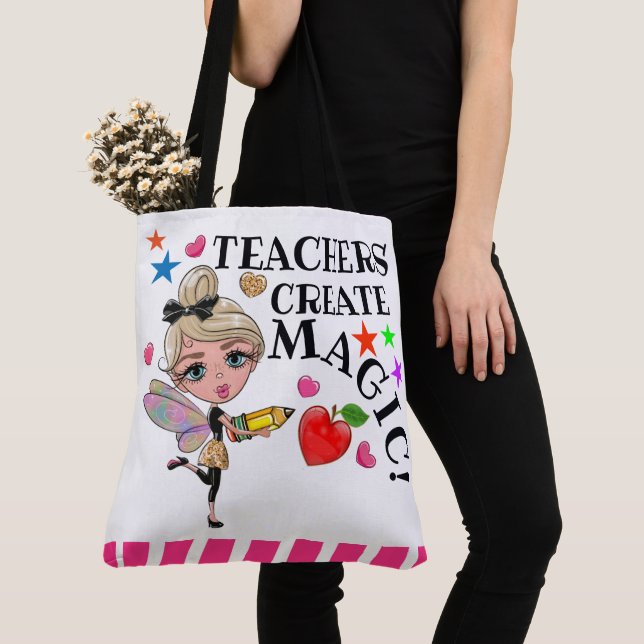 Tote Bag Enseignants Créer une magie - Voir retour - (De près)