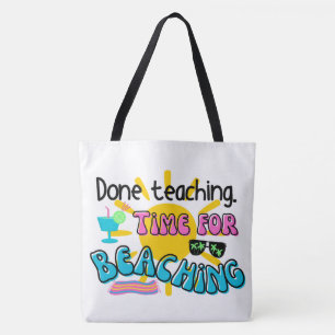Tote Bag Enseignement fait. L'heure de la plage avec soleil
