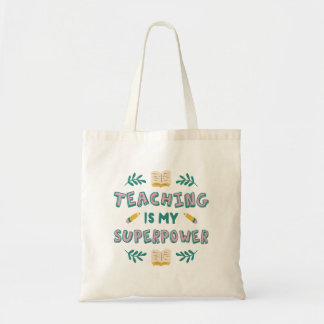 Tote Bag Enseigner est mon cadeau Superpower Superhero Ense