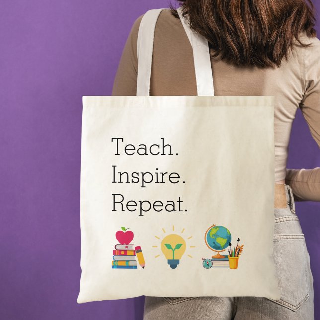 Tote Bag Enseigner Inspirer Répéter, Appréciation de l'ense (Créateur téléchargé)