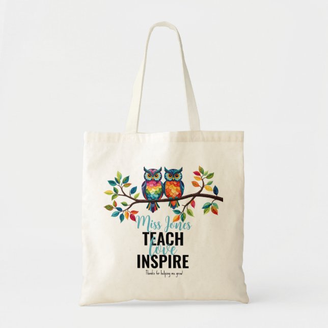 Tote Bag Enseigner l'amour inspirer hibou merci de m'aider  (Devant)