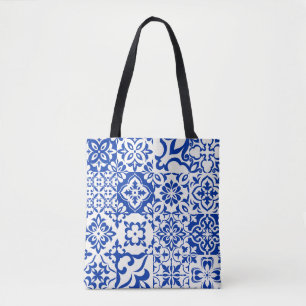 Tote Bag Ensemble de 16 azulejos en bleu, blanc. Original