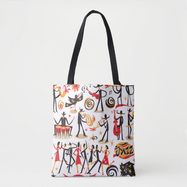 Tote Bag Ensemble d'icônes de jazz : Arrière - plan blanc i (Devant)