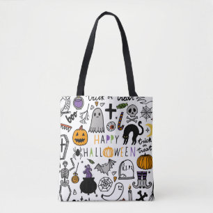 Tote Bag Ensemble vintage d'Halloween. Icône d'halloween mi