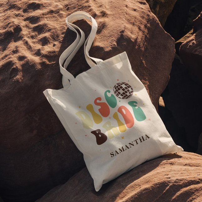 Tote Bag Enterrement de vie de jeune fille Disco Bride Nom  (Disco Bride Personalized Bachelorette Party Tote Bag)