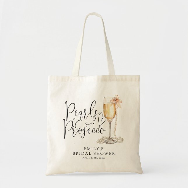 Tote Bag Enterrement de vie de jeune fille Perles et Prosec (Devant)