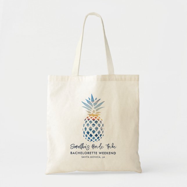 Tote Bag Enterrement de vie de jeune fille Script Ananas (Devant)
