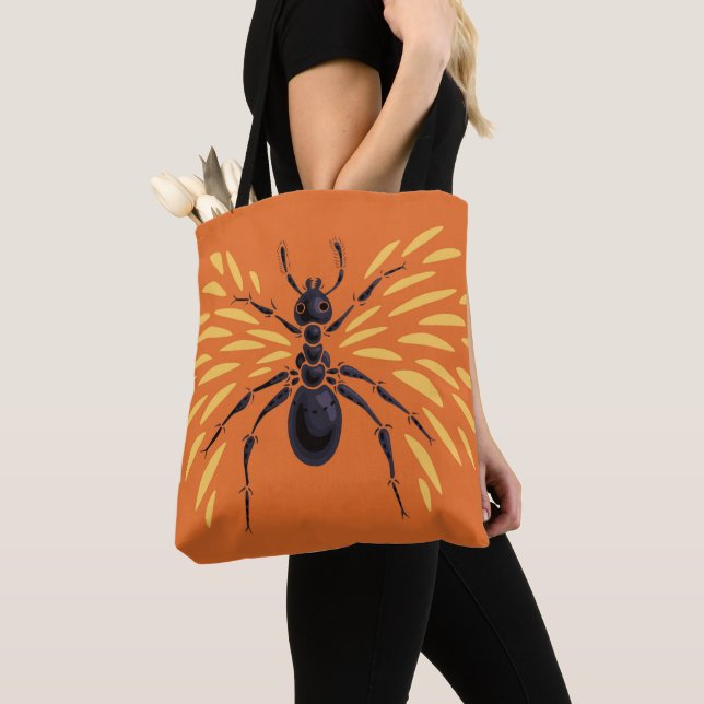 Tote Bag Entomologie orange d'Insecte de la fourrure (De près)
