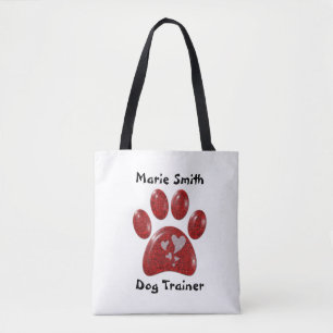 Tote Bag Entraîneur de chien Empreinte de patte rouge Coeur