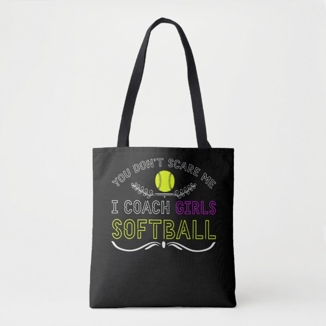 Tote Bag Entraîneur De Softball Filles Amusantes (Devant)