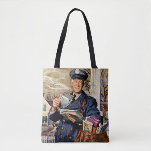 Tote Bag Entreprise Vintage, Facteur Livrant du Courrier Le