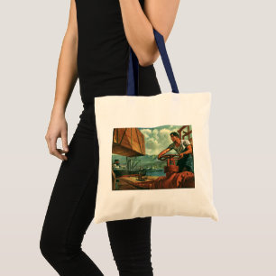Tote Bag Entreprise Vintage, pétrolier avec docker
