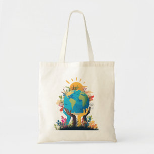 Tote Bag Environnement - Illustration de la Terre avec la m