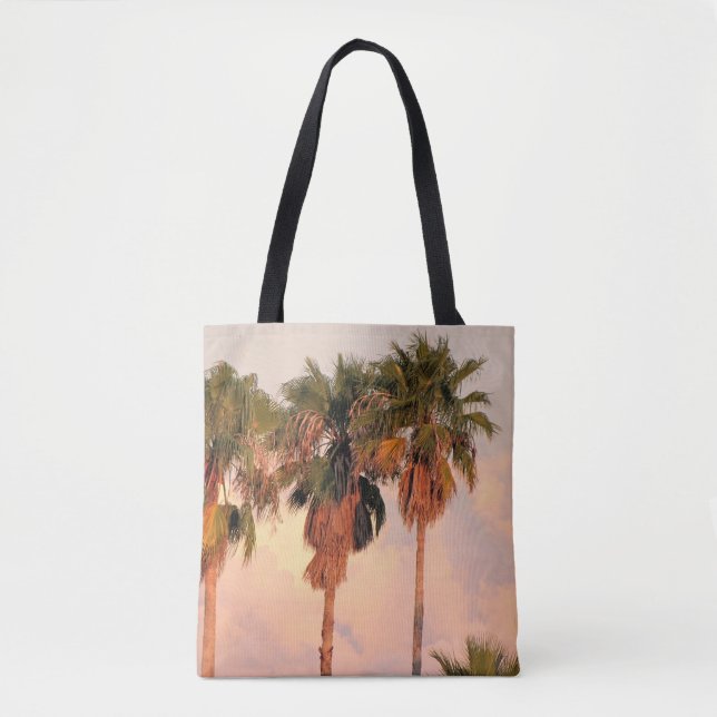 Tote Bag Epaule Fourre-tout Trois Palmiers Coucher de solei (Devant)