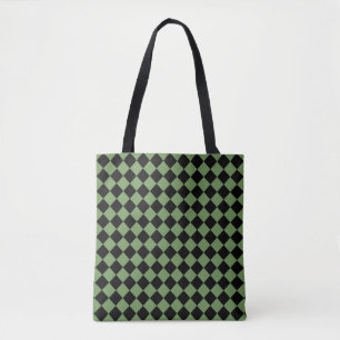 Tote Bag Épaule Motif diamant en damier noir vert