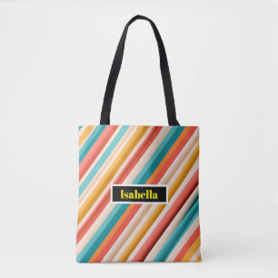 Tote Bag Épaule rayée rétro personnalisée Fourre-tout