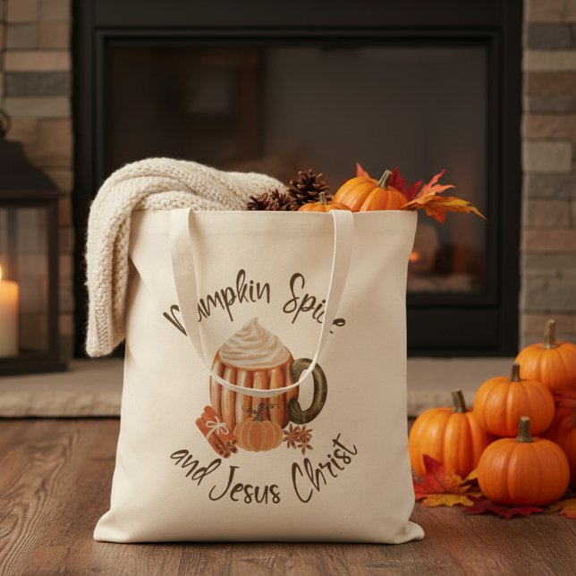 Tote Bag Épice citrouille et Jésus Christ Christian Automne (Pumpkin Spice and Jesus Christ Christian Autumn Tote Bag)