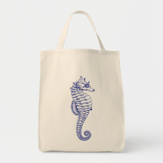Tote Bag Épicerie bleue fourre-tout d'hippocampe