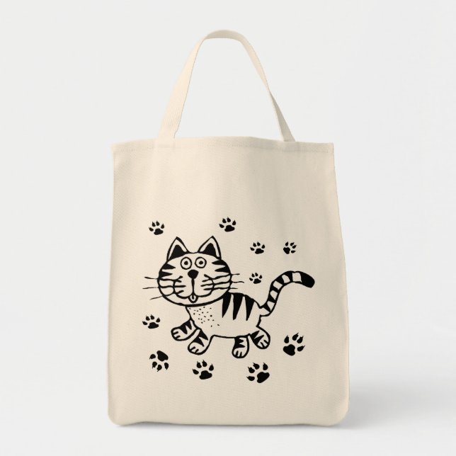 TOTE BAG ÉPICERIE MIGNONNE FOURRE-TOUT DE PATTES DE CAT (Devant)