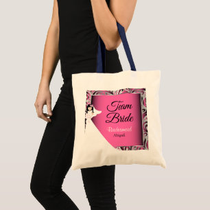 Tote Bag Épouse d'équipe MARIAGE Rose Texte do-it-you