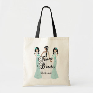 Tote Bag Épouse d'équipe MARIAGE Vert Turquoise Texte