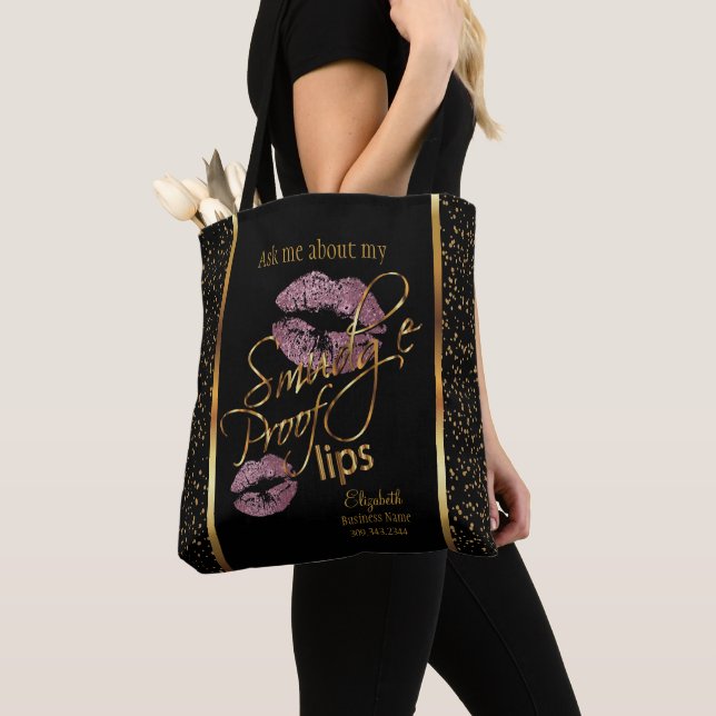 Tote Bag Épreuve de frottement 💋 lèvres - Lipsense - Rose  (De près)