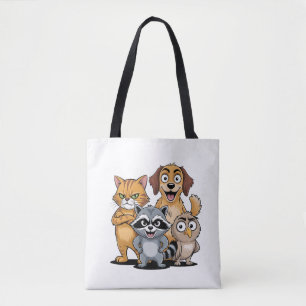 Tote Bag Équipe d'amis animaux de dessin animé Illustration