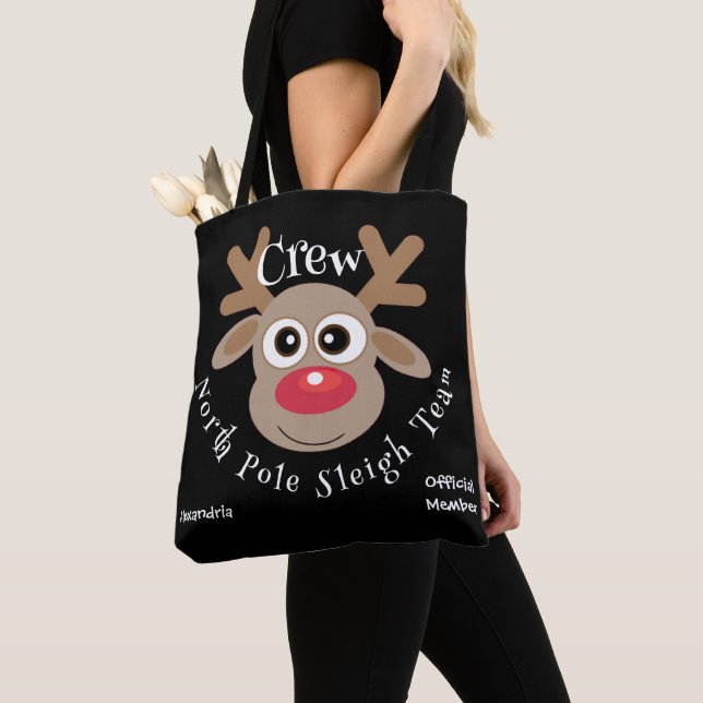 Tote Bag Équipe de Draps Noirs de rennes de Noël (De près)
