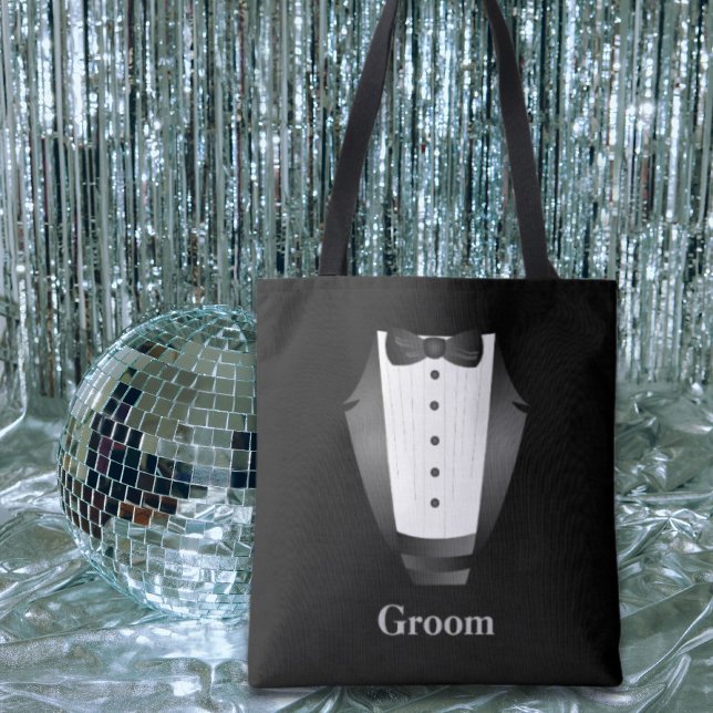 Tote Bag Équipe de garçons d'honneur pour enterrement de vi (Bachelor Party Groomsman Team Groom black tuxedo Tote Bag)
