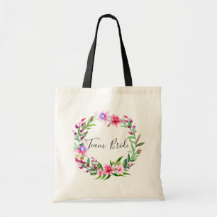 Tote Bag Équipe de la mariée. Mariage floral tropical aquar