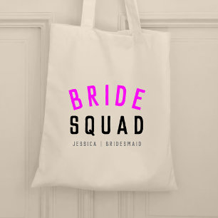 Tote Bag Équipe de mariées Bridesmaid Chaud Rose Bachelor