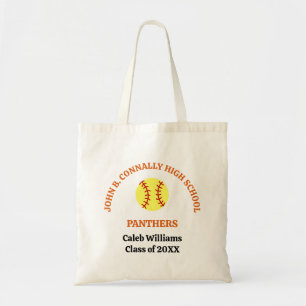 Tote Bag Équipe de softball de l'école secondaire Orange pe