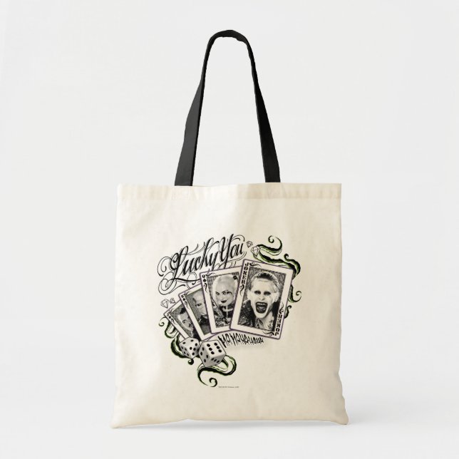 Tote Bag Équipe de suicide | Cartes de lecture "Lucky You" (Devant)