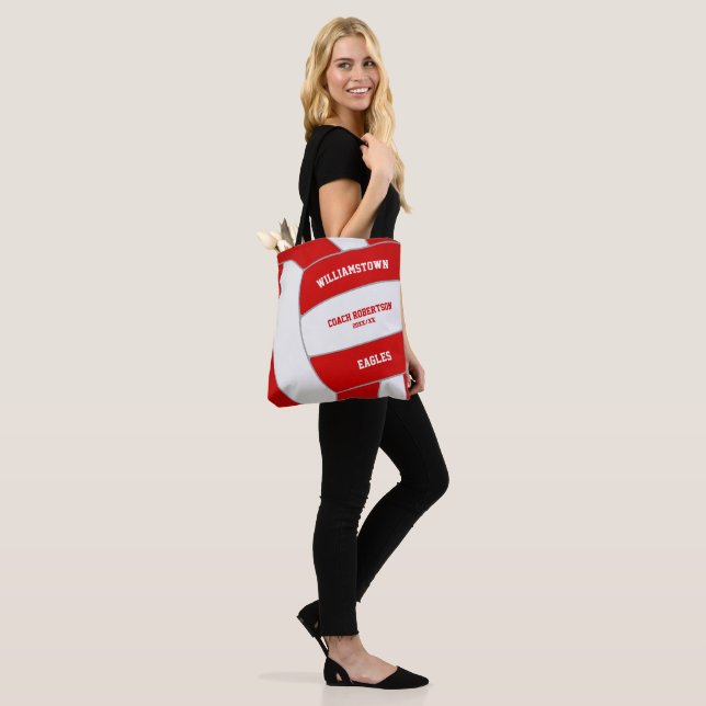 Tote Bag équipe de volley-ball rouge blanc couleurs entraîn (Sur le modèle)