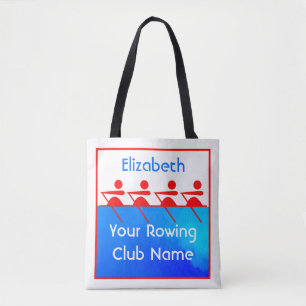 Tote Bag Équipe féminine d'aviron bleu blanc personnalis